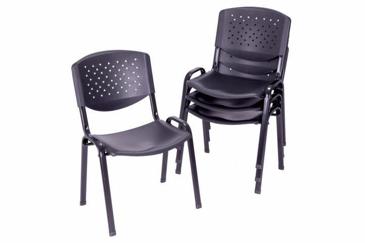 Sada stohovatelných židlí, 4 ks, černá