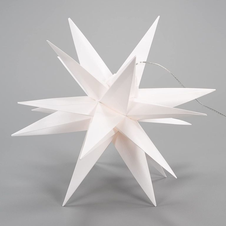 Nexos 64260 Vianočná dekorácia hviezda s časovačom - 10 LED, 35 cm, biela