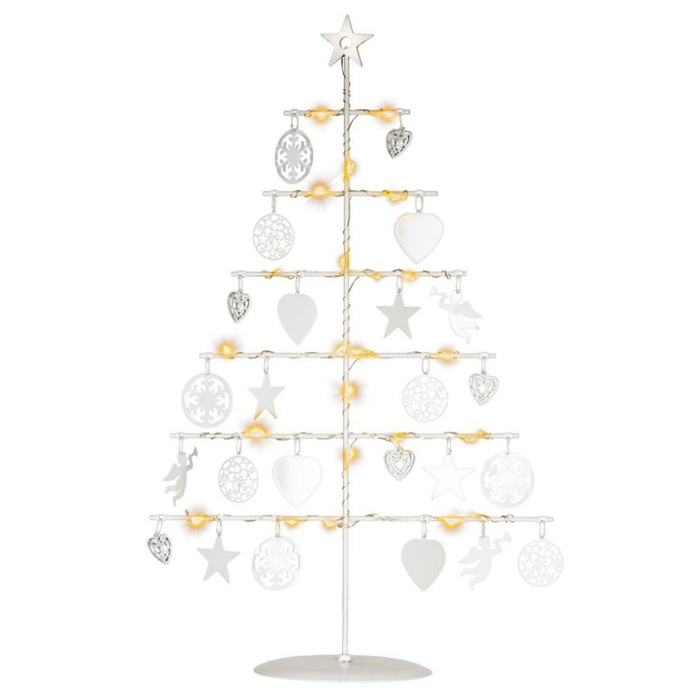 Vánoční kovový dekorační strom 25 LED, teple bílá, bílý