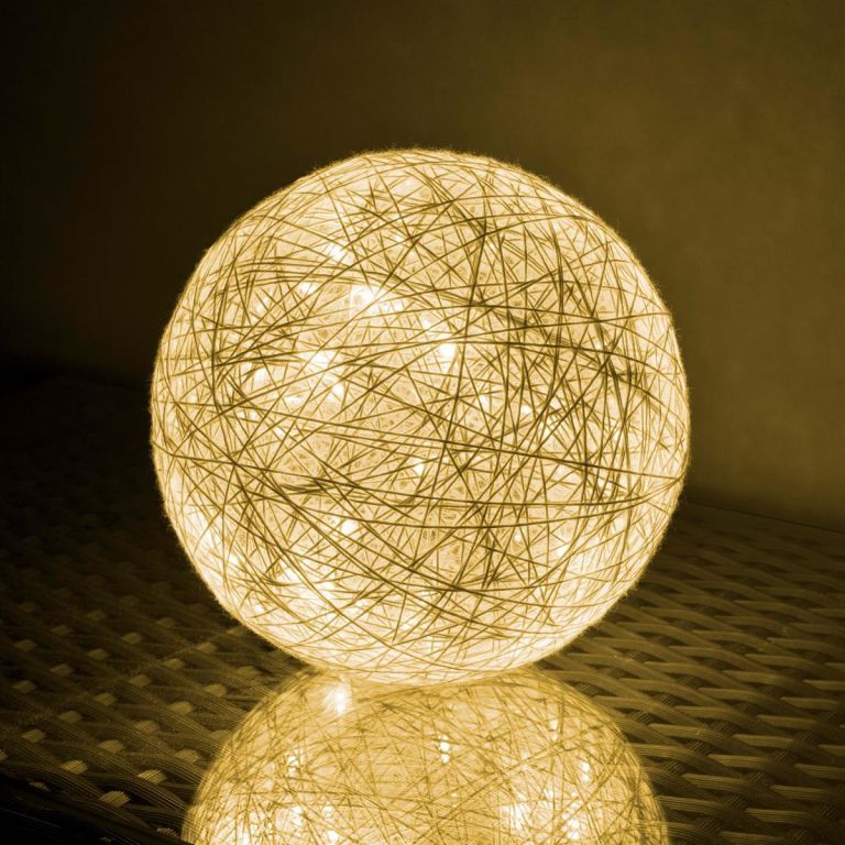 Svítící koule 12 cm, 30 LED, teple bílá, s časovačem