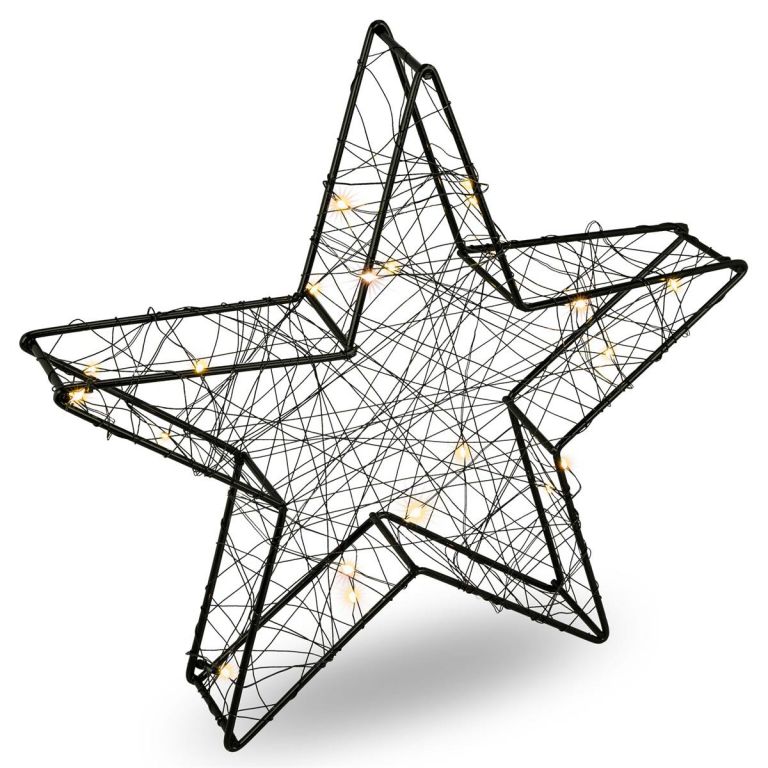 Nexos 64658 Vianočná kovová hviezda s 3D efektom - 30 x 29 x 5 cm, 25 LED diód, čierna
