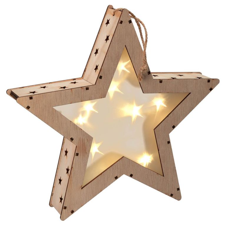 Nexos 65861 Vianočná drevená hviezda s 3D efektom - 8 LED