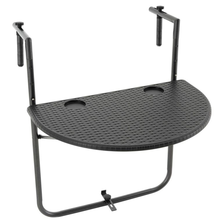 Závěsný sklopný stolek ratanového vzhledu - černý