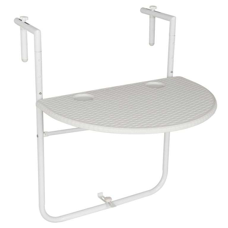 Závěsný sklopný stolek ratanového vzhledu - bílý