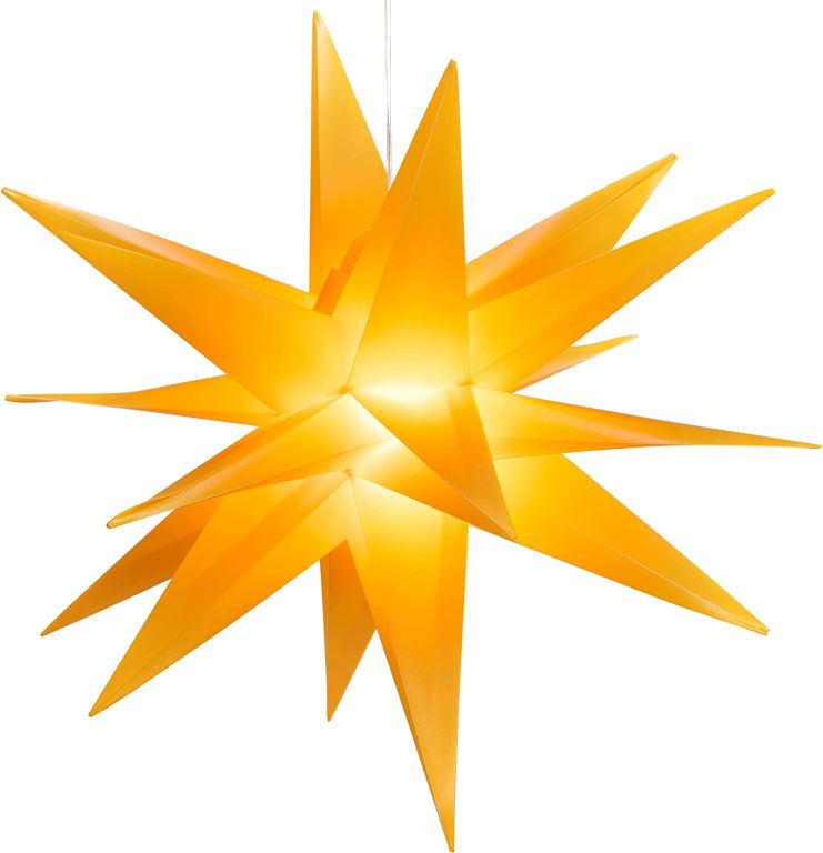 Vianočná dekorácia - hviezda s časovačom 10 LED, 35 cm, žltá