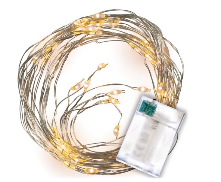 NEXOS LED osvetlenie- strieborný drôt,64 LED, teplá biela