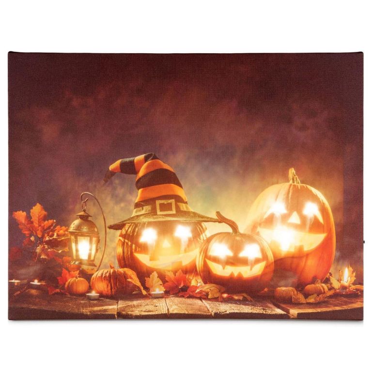 Nástenná maľba Happy Halloween - 8 LED, 30 x 40 cm