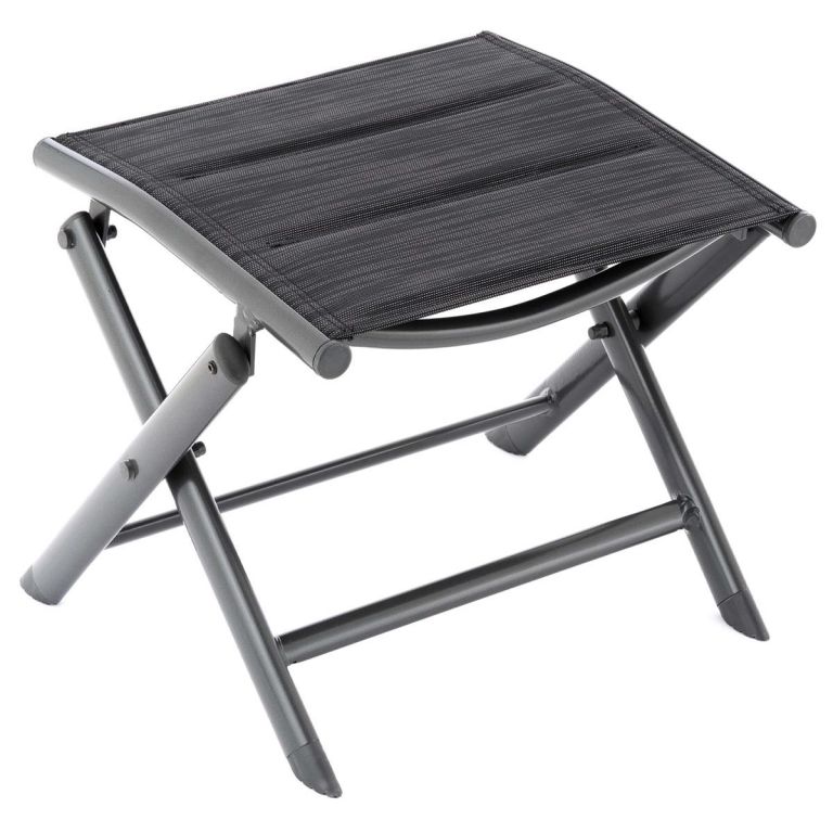 Sklopná hliníková stolička - čierna, tmavosivý rám