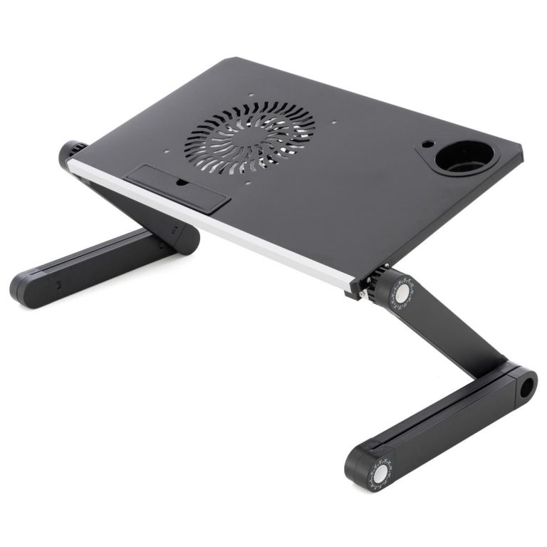 Divero 71765 Notebookový stolík s USB ventilátorom - striebornočierny