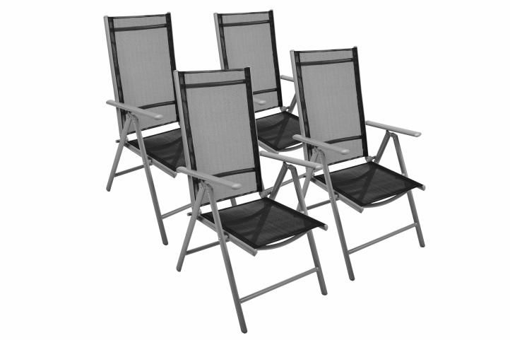 Garthen 7353 Záhradná súprava 4 skladacie stoličky - čierna