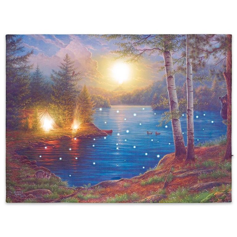 Nástěnná malba horské jezero, 43 LED, 30 x 40 cm