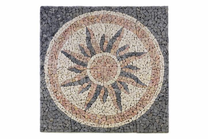 Mramorová mozaika, motiv slunce obklady, 120 x 120 cm