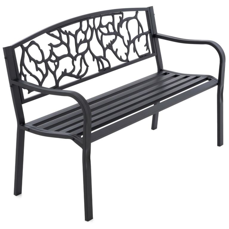 Garthen Zahradní kovová lavička ve starožitném stylu, 127 x 84 cm