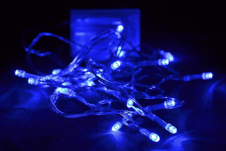 Vánoční LED řetěz 3 m, 30 diod, modrý