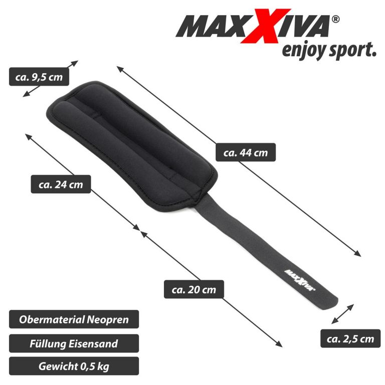 MAXXIVA Zátěžové manžety 2 x 0,5 kg, černé