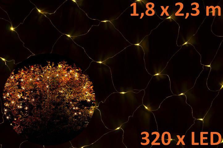 Vianočná svetelná sieť - 1,8 x 2,3 m, 320 diód, teple biela