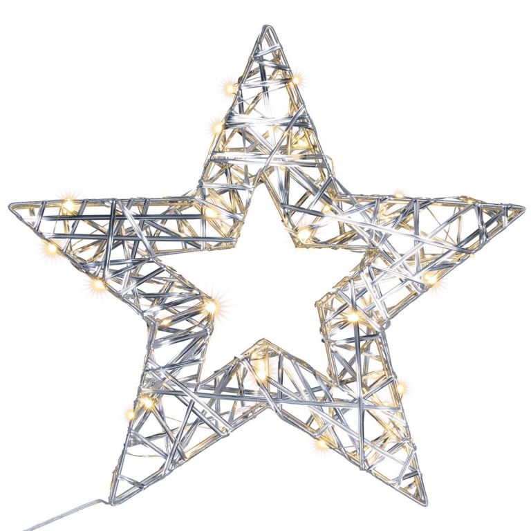 Vánoční hvězda s časovačem teple bílá, 30 LED, 40 cm Nexos D85998