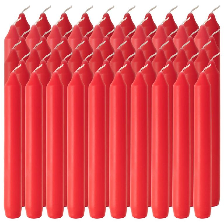 Sada kuželových svíček, červená, 18 cm, 60 ks