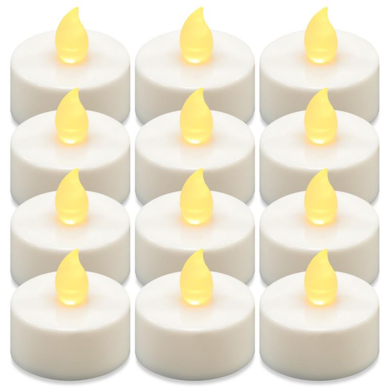 Dekoratívna sada LED čajových sviečok na batérie,biele,12ks