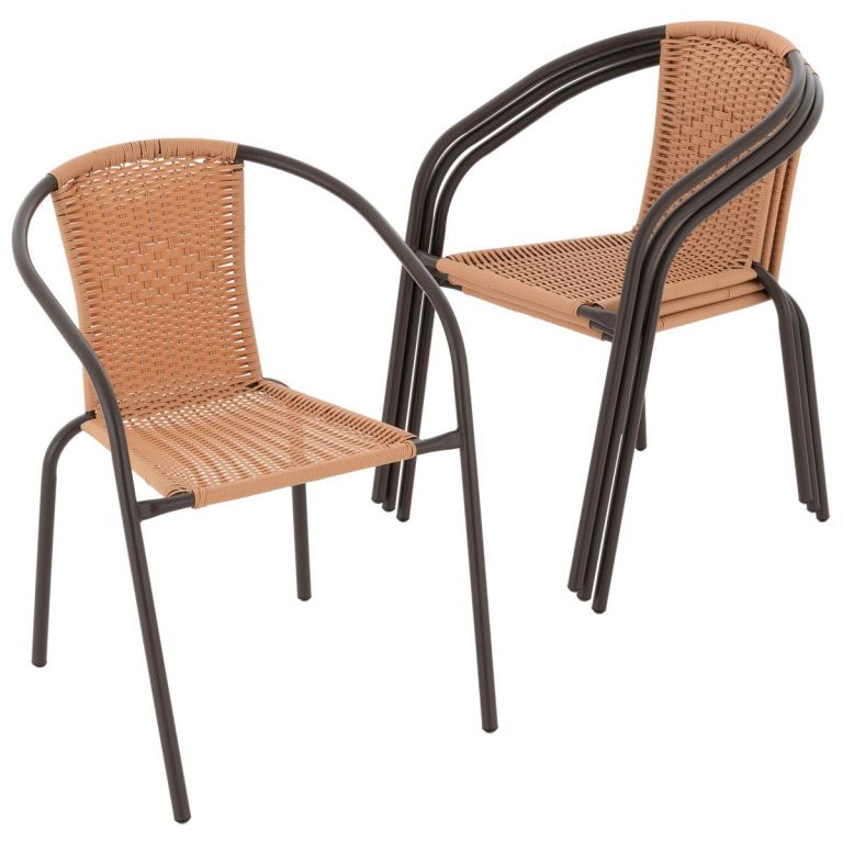 E-shop GARTHEN set 4 ks polyratanová bistro stolička, hnedá