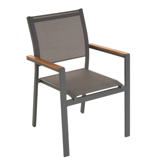 Záhradná stohovateľná kovová stolička, antracit
