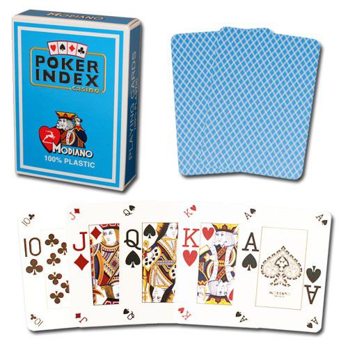 Modiano Poker karty, mini, 4 rohy, světle modré