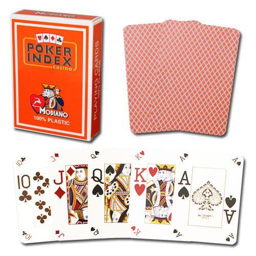 Modiano Poker karty mini, 4 rohy, oranžové, sada 12 balíčků