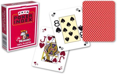 Modiano Poker karty, mini, 4 rohy, červené, sada 12 balíčků