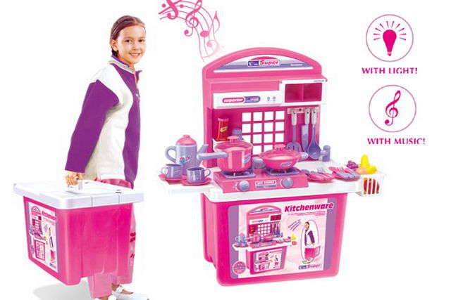 G21 24520 Dětská kuchyňka s příslušenstvím v kufru růžová