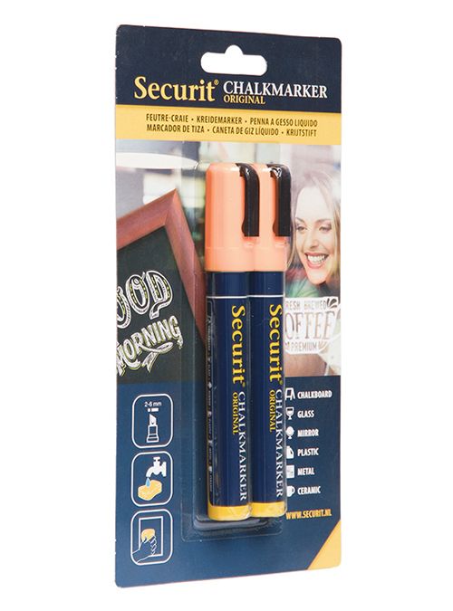 Křídový popisovač Securit  šířka hrotu 2-6mm, Orange, 2ks
