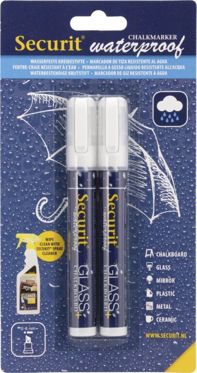 Obrázok Kriedový popisovač Securit SMA610 voděodolný šířka hrotu 2-6mm, White, 2ks