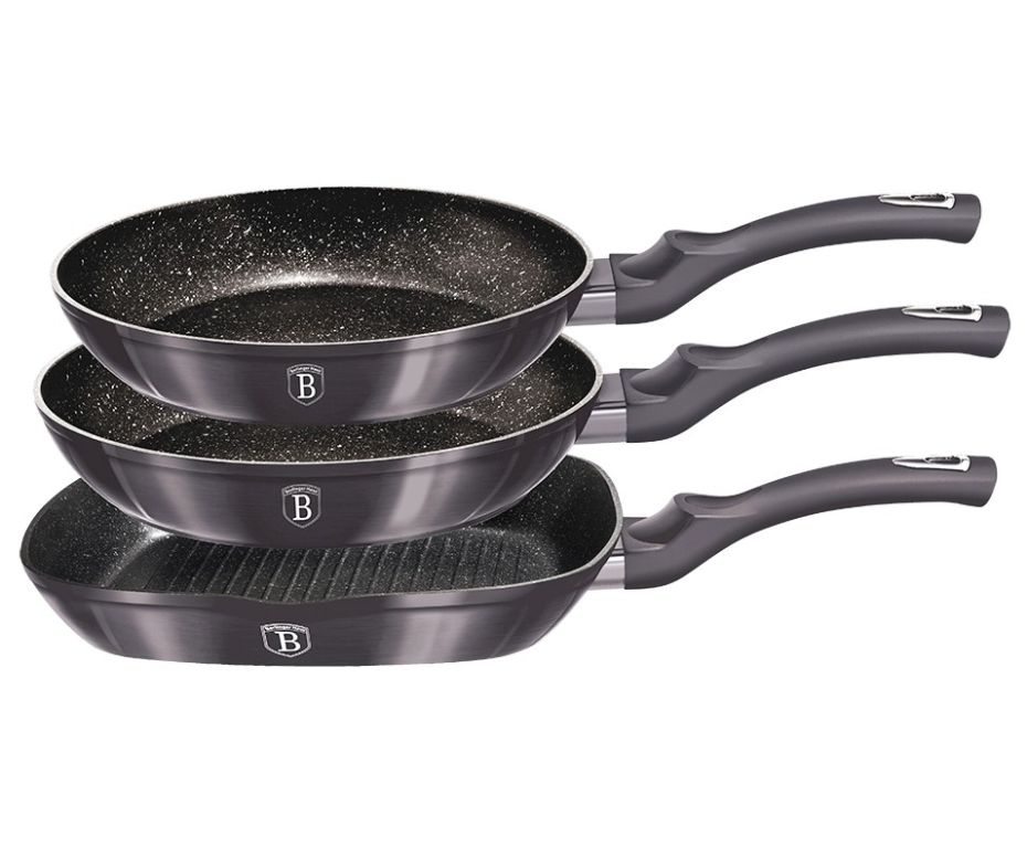 Sada pánví Carbon PRO Line s mramorovým povrchem, 3 ks