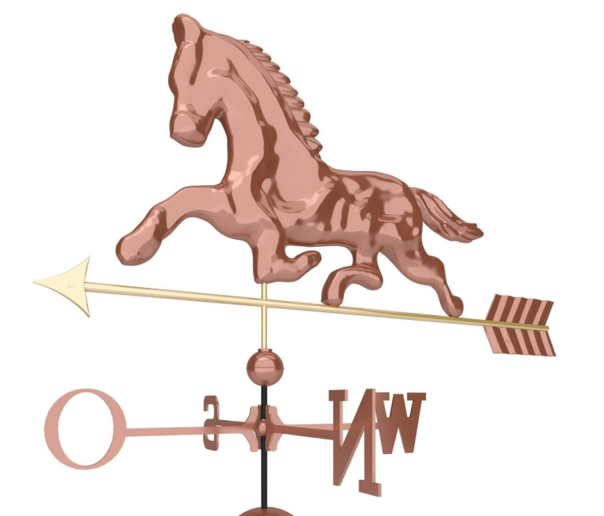 Dekoratívna medená koruhvička kôň, 118 cm