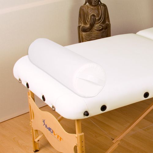 Polštář pro masážní stůl bílý kožený 68 cm válec