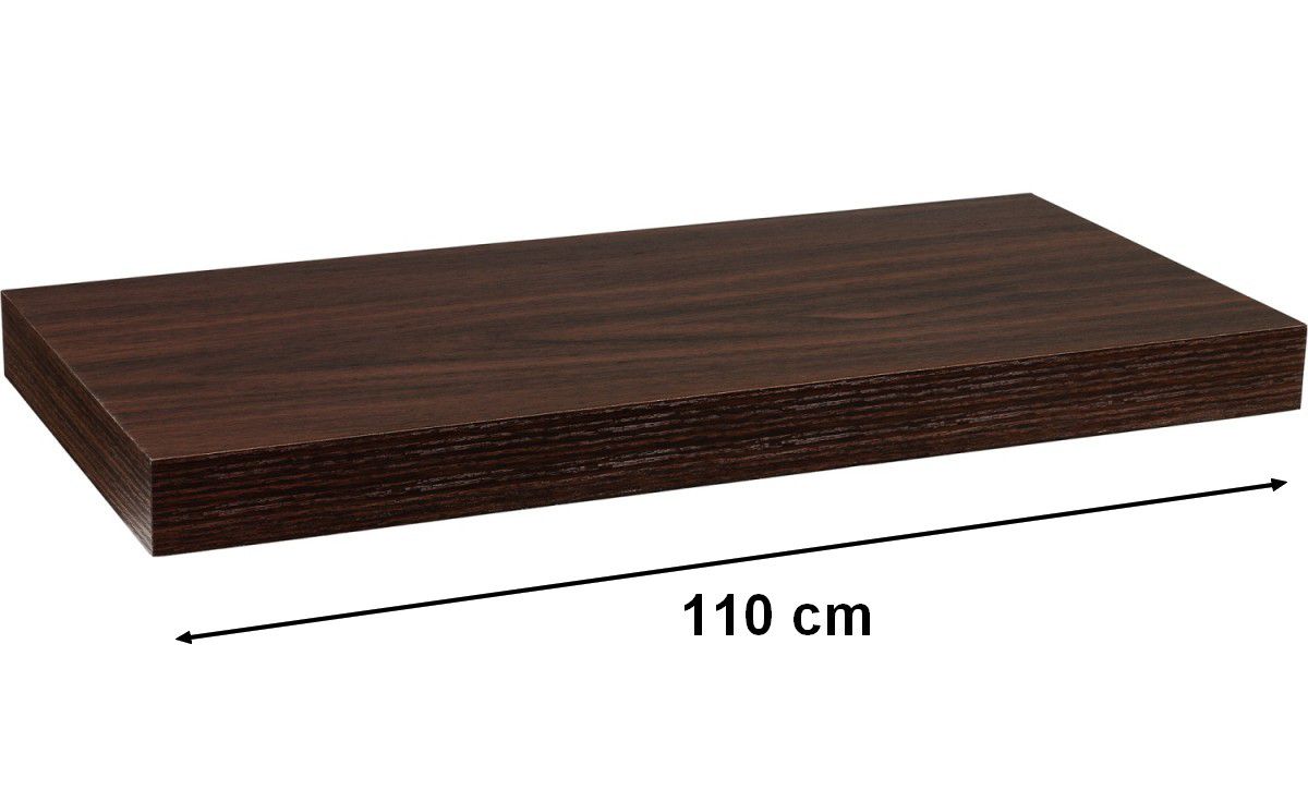 Stilista Nástěnná police, tmavé dřevo, 110 cm