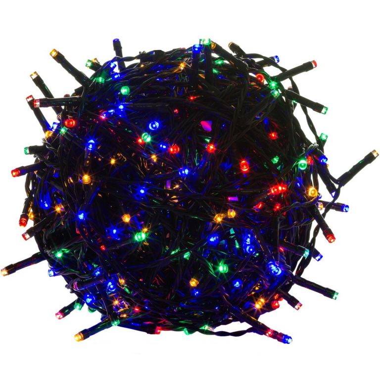 Vánoční LED osvětlení - 10 m, 100 LED, barevné, zelený kabel