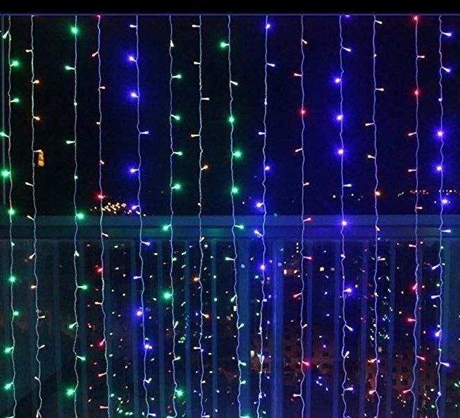 Vianočný svetelný záves - 3x3 m, 300 LED, farebný
