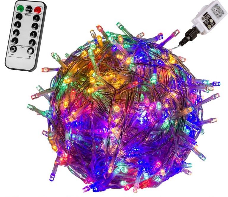 Vánoční LED osvětlení - 20 m, 200 LED, barevné, ovladač