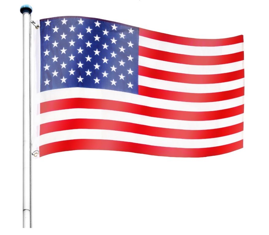 Vlajkový stožár vč. vlajky USA - 650 cm