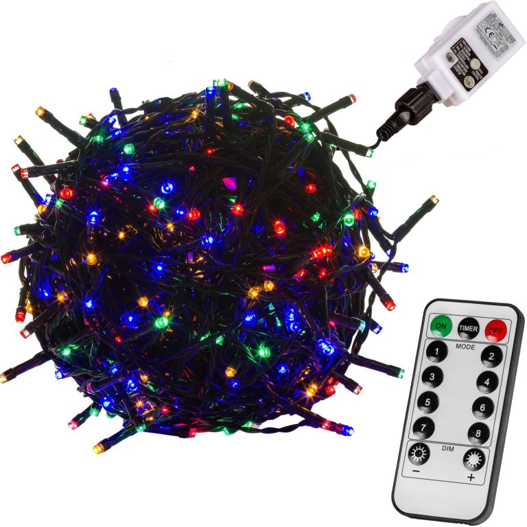 VOLTRONIC Vánoční řetěz - 60 m, 600 LED, barevný, ovladač