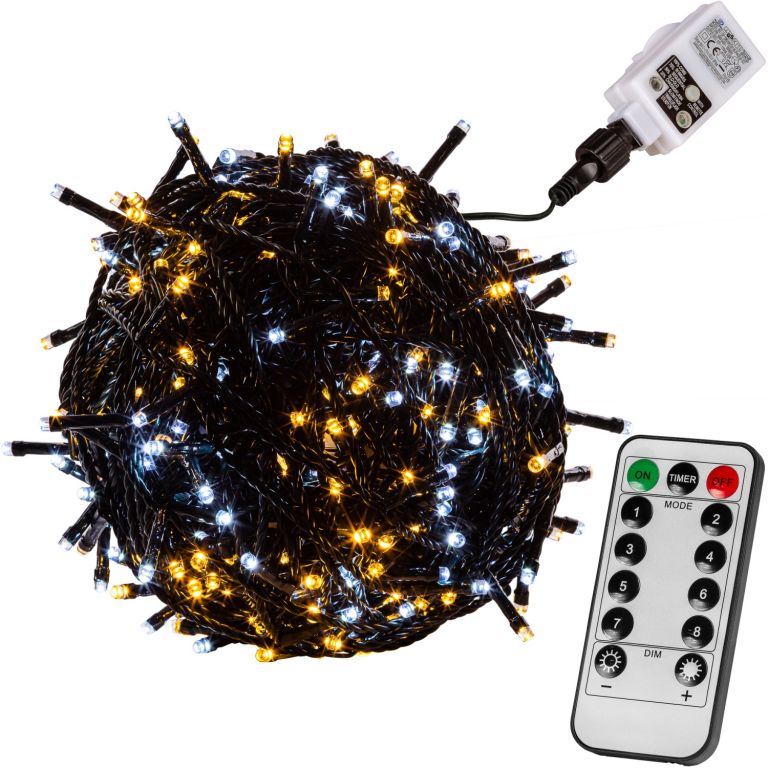 VOLTRONIC® 67608 Vánoční řetěz 40 m,400 LED,teple/stud.bílý+ovladač