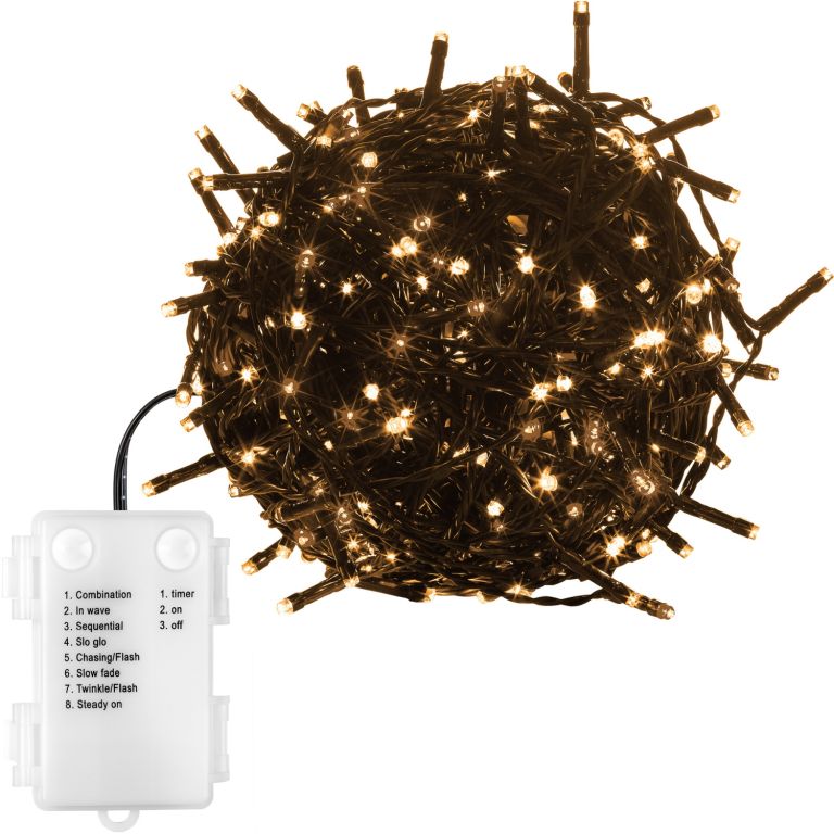 Vianočná reťaz 100 LED - 10 m, teple biela, na batérie