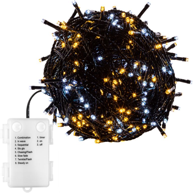 VOLTRONIC Vánoční řetěz 10 m, 100 LED, teple/studeně bílý