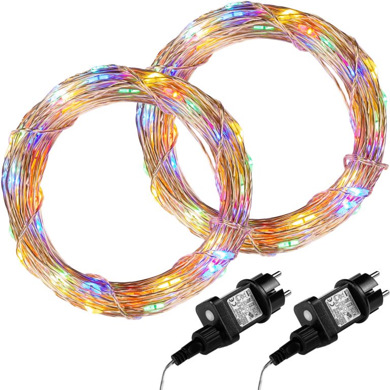 VOLTRONIC Sada 2 kusov svetelných drôtov 100 LED - farebná
