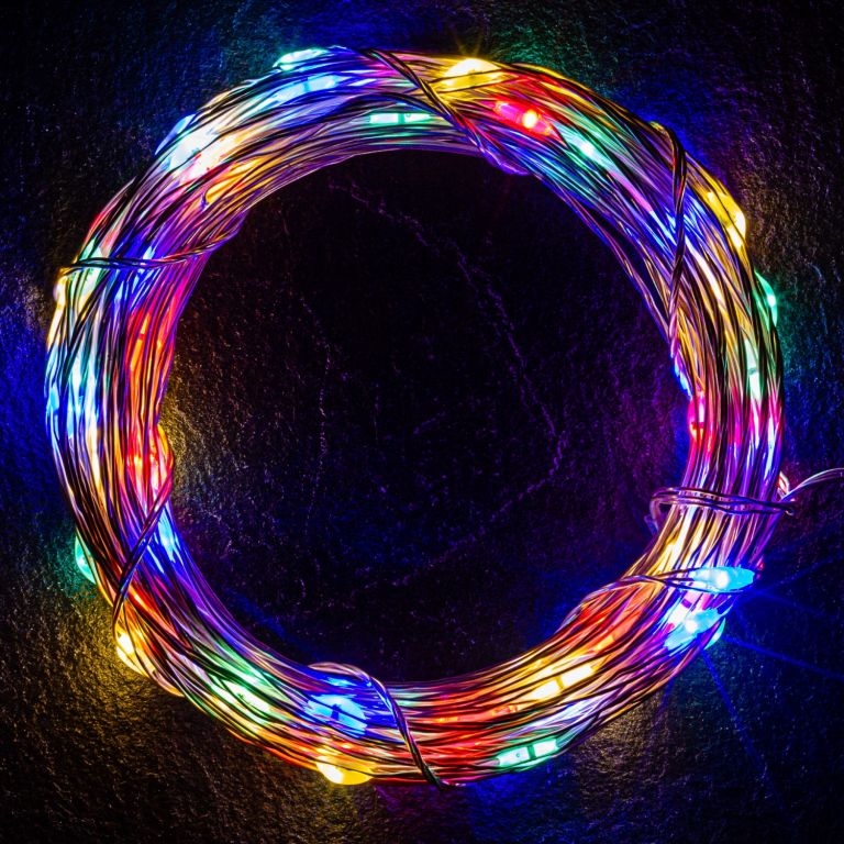 VOLTRONIC Sada 2 kusov svetelných drôtov 100 LED - farebná