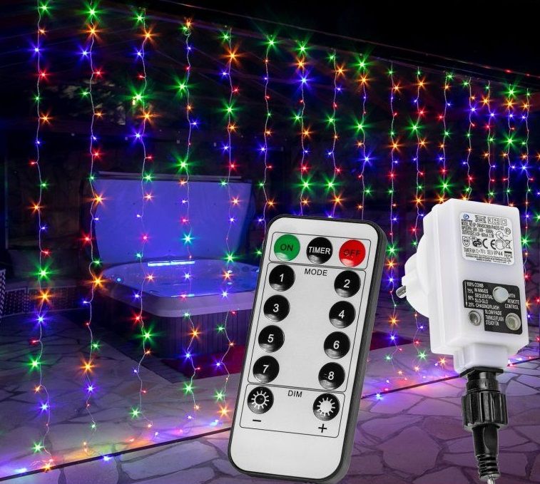 VOLTRONIC Vianočný svetelný záves - 6x3 m, 600 LED, farebný