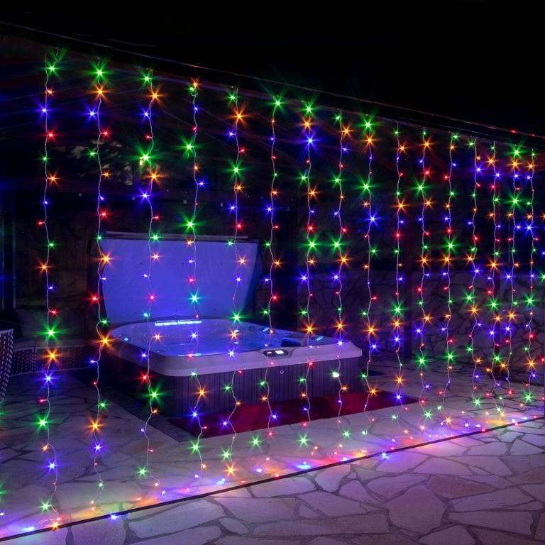 VOLTRONIC Vánoční světelný závěs 3x6 m, barevný, 24 pramenů