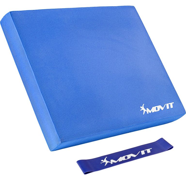 MOVIT Balanční polštář s gymnastickou gumou, modrý