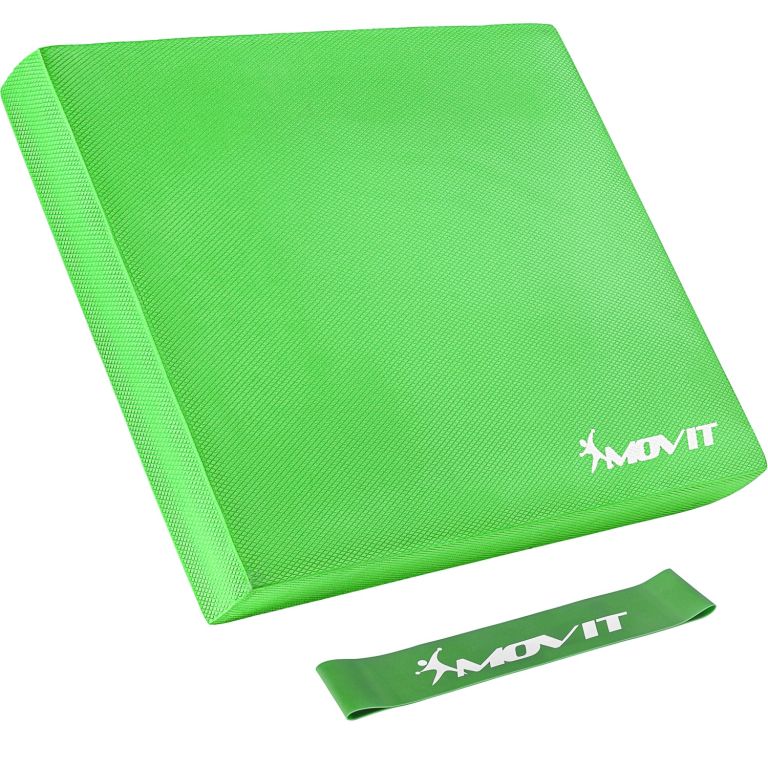 MOVIT Balanční polštář s gymnastickou gumou, zelený