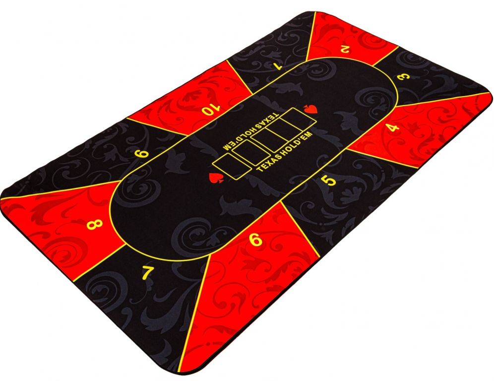 Skladacia pokerová podložka, červená/čierna, 160 x 80 cm